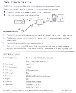 UNITECH PW201 3 KEYBOARD WEDGE TO USB CONVERTOR NEW  