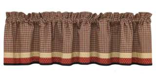   PLACE Lined Window Valance, Country Red, Black, Tan 72x14  