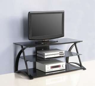 NEW 48 Black Glass and Metal TV Stand