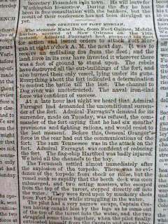   Civil War newspaper BATTLE of MOBILE BAY Alabama ADMRL FARRAGUT  