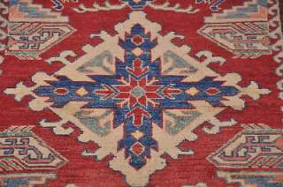 TRIBAL 4x6 KAZAK HANDMADE KNOTTED WOOL AREA RUG RED  