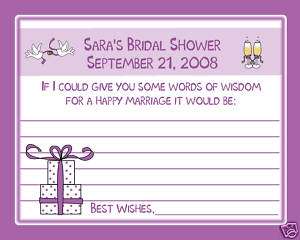 24 Bridal Shower Advice Cards in PURPLE GIFT DESIGN  