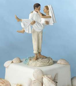 Groom Carrying Bride Beach Wedding Cake Toppers Topper  