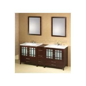   Bathroom Vanity Set W/ 2 Three Hole Ceramic Sinktops & 2 Wood Framed