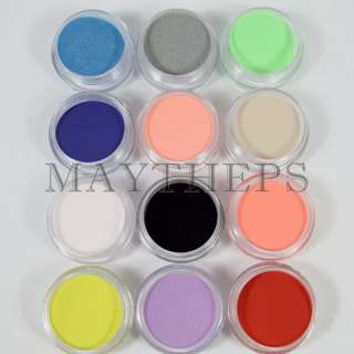 12 Mix Colors Acrylic Powder Builder Nail Art Set #B#  