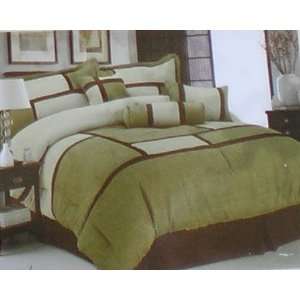   Soft Micro Suede Comforter Set Bedding in a bag, Sage Green   Queen