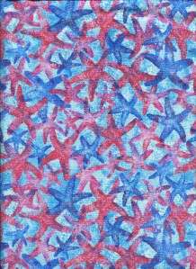 RAINBOW ISLE PINK & BLUE STARFISH   Cotton Quilt Fabric  
