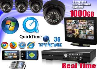 1000GB DVR 4 Camera Home CCTV Security Camera System  