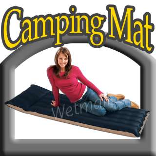 Intex Inflatable Camping Mat Mattress Fabric Top w/ Built In Headrest 