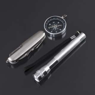3in1 camping tools Metal box Compass tool Flashlight