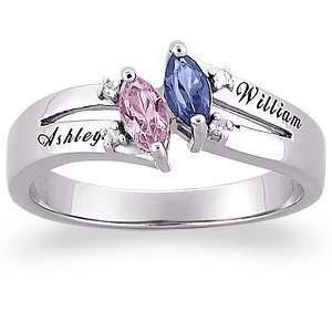   Together Couples Marquise Birthstone Ring with Diamonds Jewelry