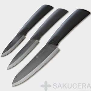 3 + 4 + 6 Inch Sakucera Black Ceramic Knife Chefs 