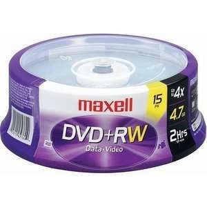  New BLANK MEDIA, MAXELL DVD+RW 15PK SPDL   634046 