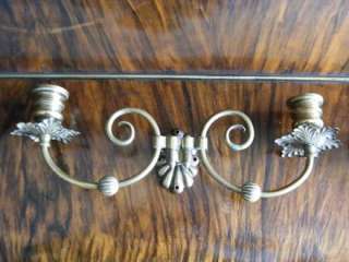 PAIR OF Double Brass Candle Sconces for Upright Piano  