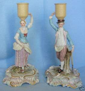 Fine Pair of Meissen 19th Century German Candlesticks  