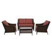   Rolston Wicker Patio Conversation Furniture Collection   Red Stripe