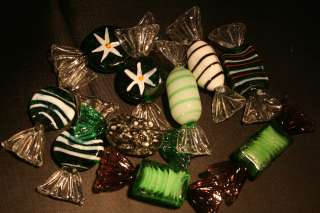 10 MURANO ART GLASS CANDY CANDIES SWEETS GREEN ST PATRICKS PATTYS DAY 
