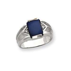   White Gold Diamond and Blue Star Sapphire Ring   Size 10   JewelryWeb