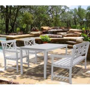  Bradley Rectangular Table and Bench Dining Set (White) (29 