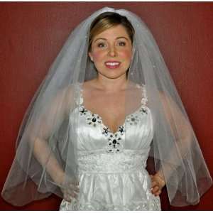  WHITE 2T BRIDAL WEDDING VEIL Scattered PEARLS Everything 