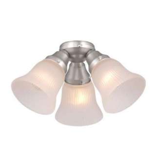 NEW 3 Light Ceiling Fan Lighting Kit, Brushed Nickel, White Glass 