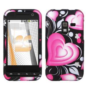 FOR Samsung Conquer 4G SPRINT CELL PHONE BLACK PINK GRAY D HEART HARD 