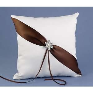    Shimmering Mocha Brown and Ivory Ring Pillow 