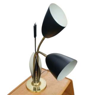 Vintage Metal Brass Gooseneck Organic Table Lamp  