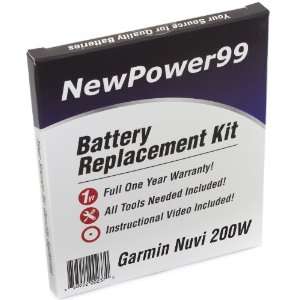  Battery Replacement Kit for Garmin Nuvi 200W with 