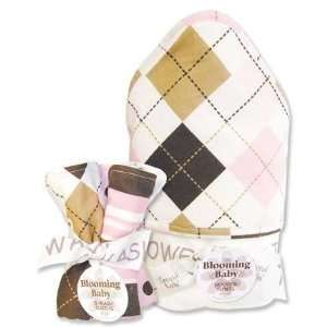   Prep School Pink Hooded Towel and Wash Cloth Bouquet Set White Baby