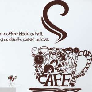 COFFEE Quote Cafe Wall Window Decor Sticker Vinyl Decal  