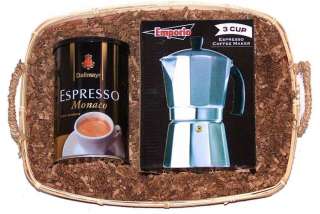 Emporio 3 Cup Espresso Coffee Maker   Espresso for One   Gourmet Gift 