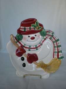 Fitz and Floyd Essentials Canape Plates Santa Claus and Snowman 
