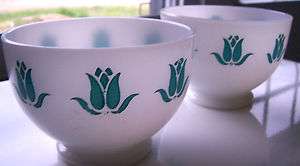   KING OVEN WARE SEALTEST COTTAGE CHEESE TURQUOISE TULIP BOWL  