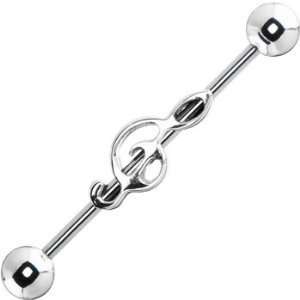    Surgical Steel Music Note Industrial Barbell Earring 31mm Jewelry