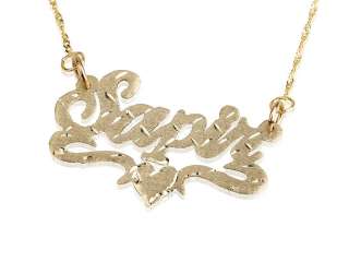   for your Middle Heart 14k Solid Gold Name Necklace with Cuts Design