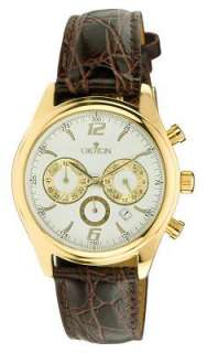 Croton ChronoMaster Brown Leather Strap Gold Plat Watch  