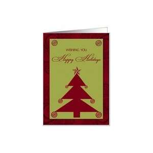   Co Worker or Colleague Greeting Sage Green and Burgundy Christmas Tree