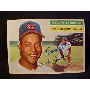 Brooks Lawrence Cincinnati Redlegs #305 1956 Topps Signed Autographed 