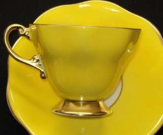 EB FOLEY ROSE LEMON YELLOW GOLD TEA CUP AND SAUCER  