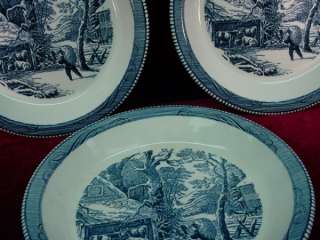 Vintage 3 Lot CURRIER & IVES Royal 10 PIE PLATES Baking Pans CHINA 