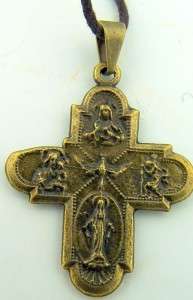Way Bronze Antique style Catholic Scapular Medal Crucifix Cross 