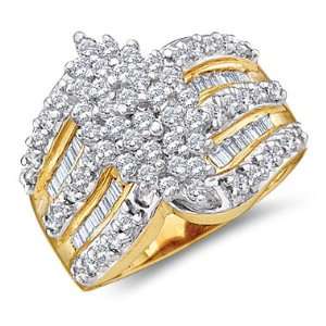  Diamond Cluster Ring Womens Anniversary 10k Yellow Gold (1 