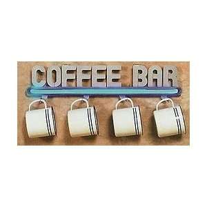 Coffee Bar   Neon and Metal Wall Sign (Silver/Blue) (5H x 22W)