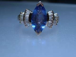 63ct Marquise Tanzanite Baguette Cut Diamond Ring 14kt  