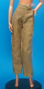 KM Brown Wool Pin Stripe Pants Barbie Top Model Muse  