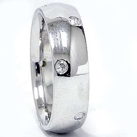 SI 1/4CT Round Scatter Diamond Bezel Eternity Ring Wedding Band 14K 