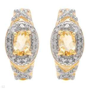 Diamond & Citrine Earrings 0.90ctw 14K/925 Gold Plated  