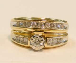 MINT 14K GOLD .50cttw DIAMOND KEEPSAKE WEDDING RING SET *  