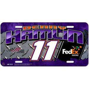   Hamlin FedEx #11 Metal License Plate NASCAR Diamond Plate Design